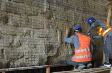 Camerino brdige_concrete pouring_abutment_concrete jacketing_strengthening
