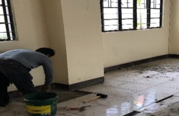restoration of tiles-claro m.recto building-rmbrci-manpower-column repair