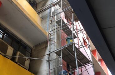 Application of skim coat at the back of the building-earist-rmbrci